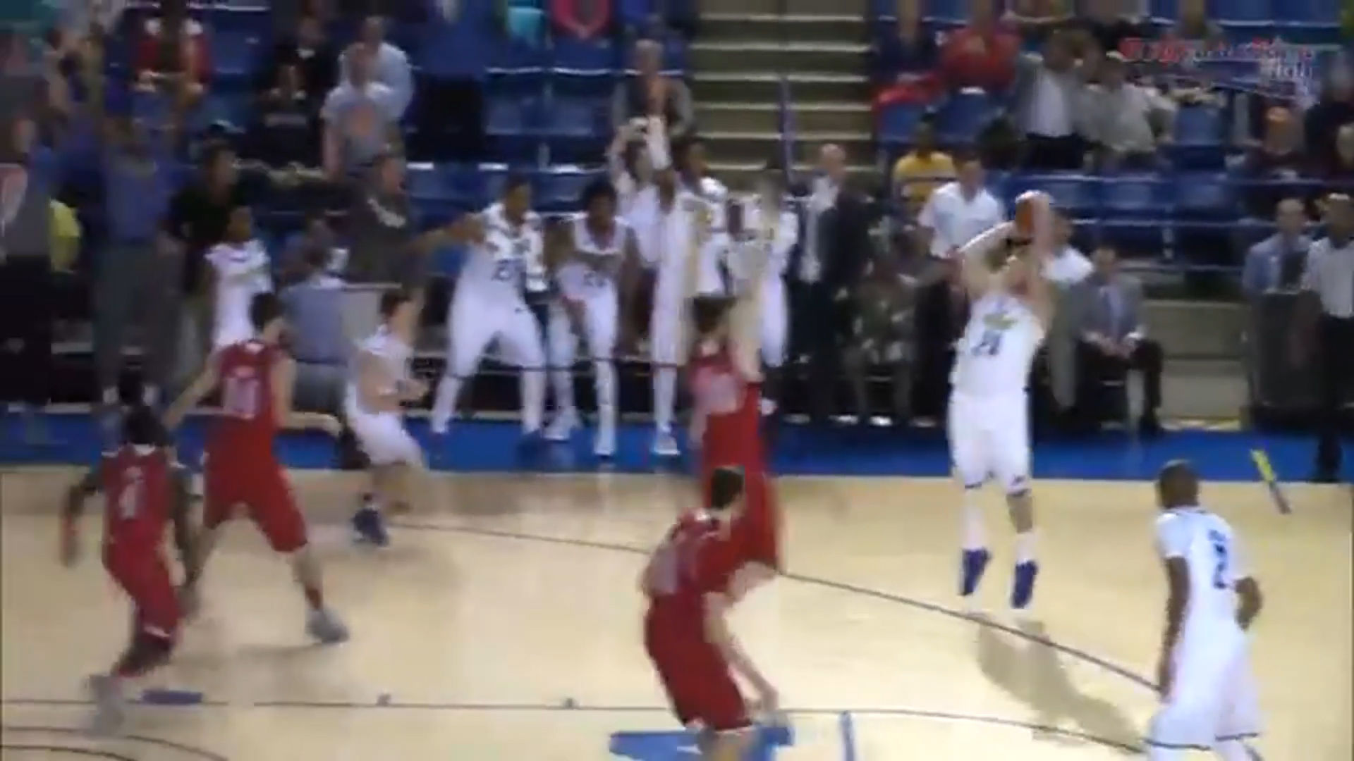 Sean Locke hits his first collegiate three-pointer against Bradley in 2015